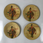 Japanese Bamboo Okinawa Drink Saucer Chataku Coaster Souvenir 4pc Dancer L392