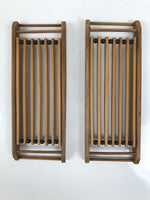 Japanese Bamboo Oshibori-Oki Wet Towel Tray Pair Vtg Holder Slat Duckboard L518