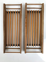 Japanese Bamboo Oshibori-Oki Wet Towel Tray Pair Vtg Holder Slat Duckboard L518