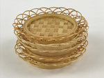 Japanese Bamboo Weave Drink Saucer 5pc Set Vtg Chataku Coaster Takeami UR932