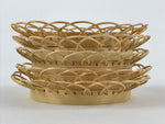 Japanese Bamboo Weave Drink Saucer 5pc Set Vtg Chataku Coaster Takeami UR932