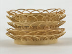 Japanese Bamboo Weave Drink Saucer 5pc Set Vtg Chataku Coaster Takeami UR932