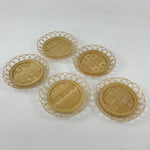 Japanese Bamboo Weave Drink Saucer 5pc Set Vtg Chataku Coaster Takeami UR932