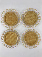 Japanese Bamboo Weave Drink Saucer 5pc Set Vtg Chataku Coaster Takeami UR933
