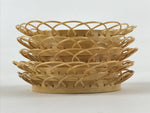 Japanese Bamboo Weave Drink Saucer 5pc Set Vtg Chataku Coaster Takeami UR933