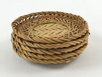Japanese Bamboo Weave Drink Saucer 5pc Set Vtg Chataku Coaster Takeami UR934