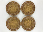 Japanese Bamboo Weave Drink Saucer 5pc Set Vtg Chataku Coaster Takeami UR934