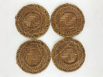 Japanese Bamboo Weave Drink Saucer 5pc Set Vtg Chataku Coaster Takeami UR934