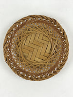 Japanese Bamboo Weave Drink Saucer 5pc Set Vtg Chataku Coaster Takeami UR934