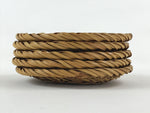 Japanese Bamboo Weave Drink Saucer 5pc Set Vtg Chataku Coaster Takeami UR934