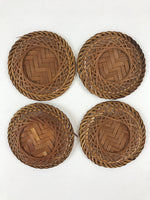 Japanese Bamboo Weave Drink Saucer 5pc Set Vtg Chataku Coaster Takeami UR935