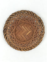 Japanese Bamboo Weave Drink Saucer 5pc Set Vtg Chataku Coaster Takeami UR935