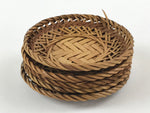 Japanese Bamboo Weave Drink Saucer 5pc Set Vtg Chataku Coaster Takeami UR935