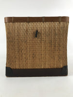 Japanese Bamboo Woven Storage Basket Vtg Traveler Chest Kago Iron Handles B222