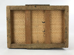 Japanese Bamboo Woven Storage Basket Vtg Traveler Chest Kago Iron Handles B222
