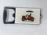 Japanese Bottle Opener Vtg Metal Sen-nuki Silver Classic Car Kanji White JK909