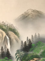 Japanese Boxed Hanging Scroll Vtg Kakejiku River Algae Waterfall Mountain KJ152