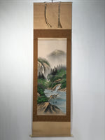 Japanese Boxed Hanging Scroll Vtg Kakejiku River Algae Waterfall Mountain KJ152