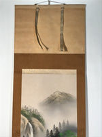 Japanese Boxed Hanging Scroll Vtg Kakejiku River Algae Waterfall Mountain KJ152