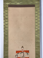 Japanese Boxed Hanging Scroll Vtg Kakejiku Standing Hina Dolls Portrait KJ159
