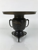 Japanese Bronze Usubata Flower Vase Vtg Ikebana Arrangement 2pc Kabin UB61