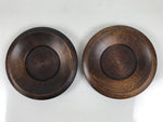 Japanese Brushed Lacquer Wooden Drink Saucer Vtg Chataku Coaster 2pc Brown L459