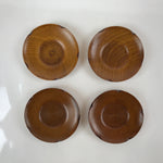 Japanese Brushed Lacquer Wooden Drink Saucer Vtg Chataku Coaster 4pc Brown L231