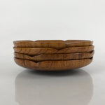 Japanese Brushed Lacquer Wooden Drink Saucer Vtg Chataku Coaster 4pc Brown L231