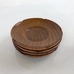 Japanese Brushed Lacquer Wooden Drink Saucer Vtg Chataku Coaster 4pc Brown L231