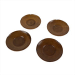 Japanese Brushed Lacquer Wooden Drink Saucer Vtg Chataku Coaster 4pc Brown L231