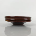 Japanese Brushed Lacquer Wooden Drink Saucer Vtg Chataku Coaster 4pc Brown L239