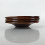 Japanese Brushed Lacquer Wooden Drink Saucer Vtg Chataku Coaster 4pc Brown L239