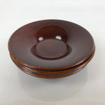 Japanese Brushed Lacquer Wooden Drink Saucer Vtg Chataku Coaster 4pc Brown L239