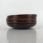 Japanese Brushed Lacquer Wooden Drink Saucer Vtg Chataku Coaster 5pc Brown L237