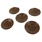 Japanese Brushed Lacquer Wooden Drink Saucer Vtg Chataku Coaster 5pc Set LWB95