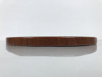 Japanese Brushed Lacquer Wooden Serving Tray Obon Vtg Round Brown Grain L566