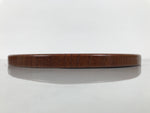 Japanese Brushed Lacquer Wooden Serving Tray Obon Vtg Round Brown Grain L566
