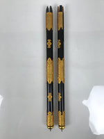 Japanese Buddhist Altar Decorative Lacquer Pillars 2pc Butsudan Parts Gold BP17