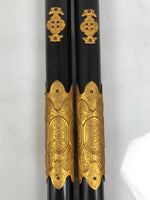 Japanese Buddhist Altar Decorative Lacquer Pillars 2pc Butsudan Parts Gold BP17