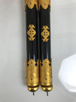 Japanese Buddhist Altar Decorative Lacquer Pillars 2pc Butsudan Parts Gold BP17