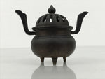 Japanese Buddhist Altar Fitting Brass Lidded Incense Burner Vtg Koro Brown BA868