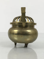 Japanese Buddhist Altar Fitting Brass Lidded Incense Burner Vtg Koro Gold BA866