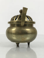 Japanese Buddhist Altar Fitting Brass Lidded Incense Burner Vtg Koro Gold BA866