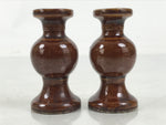 Japanese Buddhist Altar Fitting Porcelain Flower Vase Hanatate Brown 2pc BA650