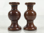 Japanese Buddhist Altar Fitting Porcelain Flower Vase Hanatate Brown 2pc BA650