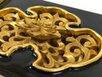 Japanese Buddhist Altar Lacquer Wood Floral Panel Butsudan Spare Part Gold BP11