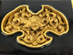 Japanese Buddhist Altar Lacquer Wood Floral Panel Butsudan Spare Part Gold BP12