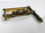 Japanese Buddhist Altar Lacquer Wood Spare Decorative Part 2pc Gold Black BP10