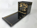 Japanese Buddhist Altar Lacquered Wood Base Piece Black Gold Makie Drawers BA585