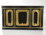 Japanese Buddhist Altar Lacquered Wood Base Piece Black Gold Makie Drawers BA585